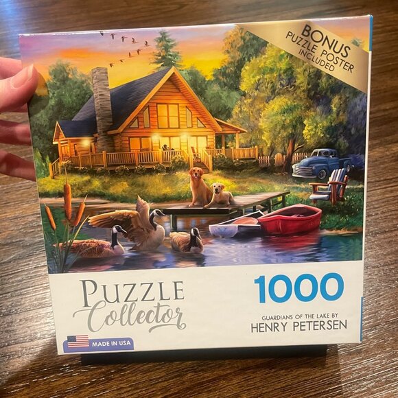 NEW Rose Art 1000 Pc Puzzle Guardians of the Lake Cabin Rustic Puzzle Collector - Picture 1 of 6